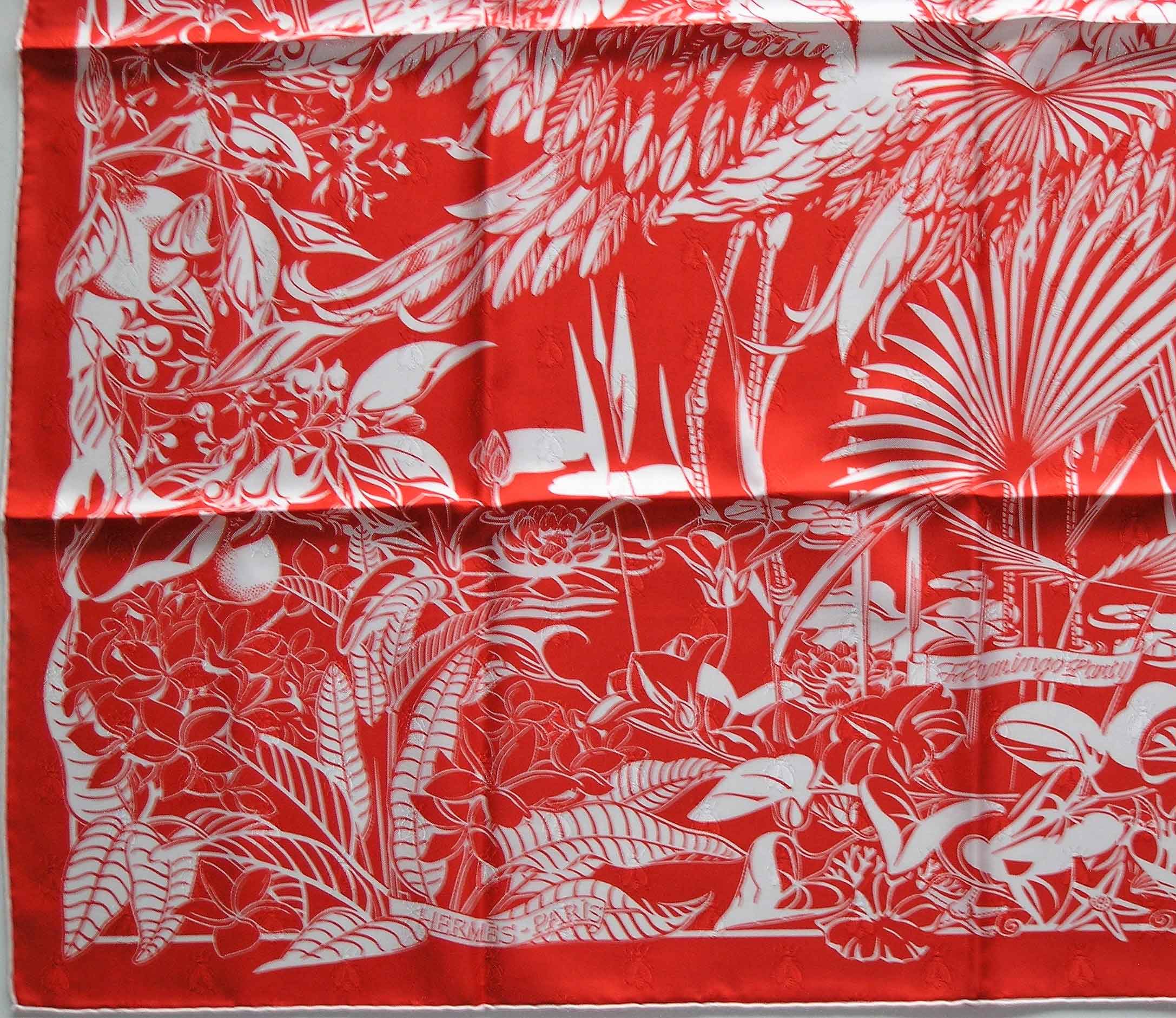 Flamingo Party Finesse Hermes Jacquard Scarf