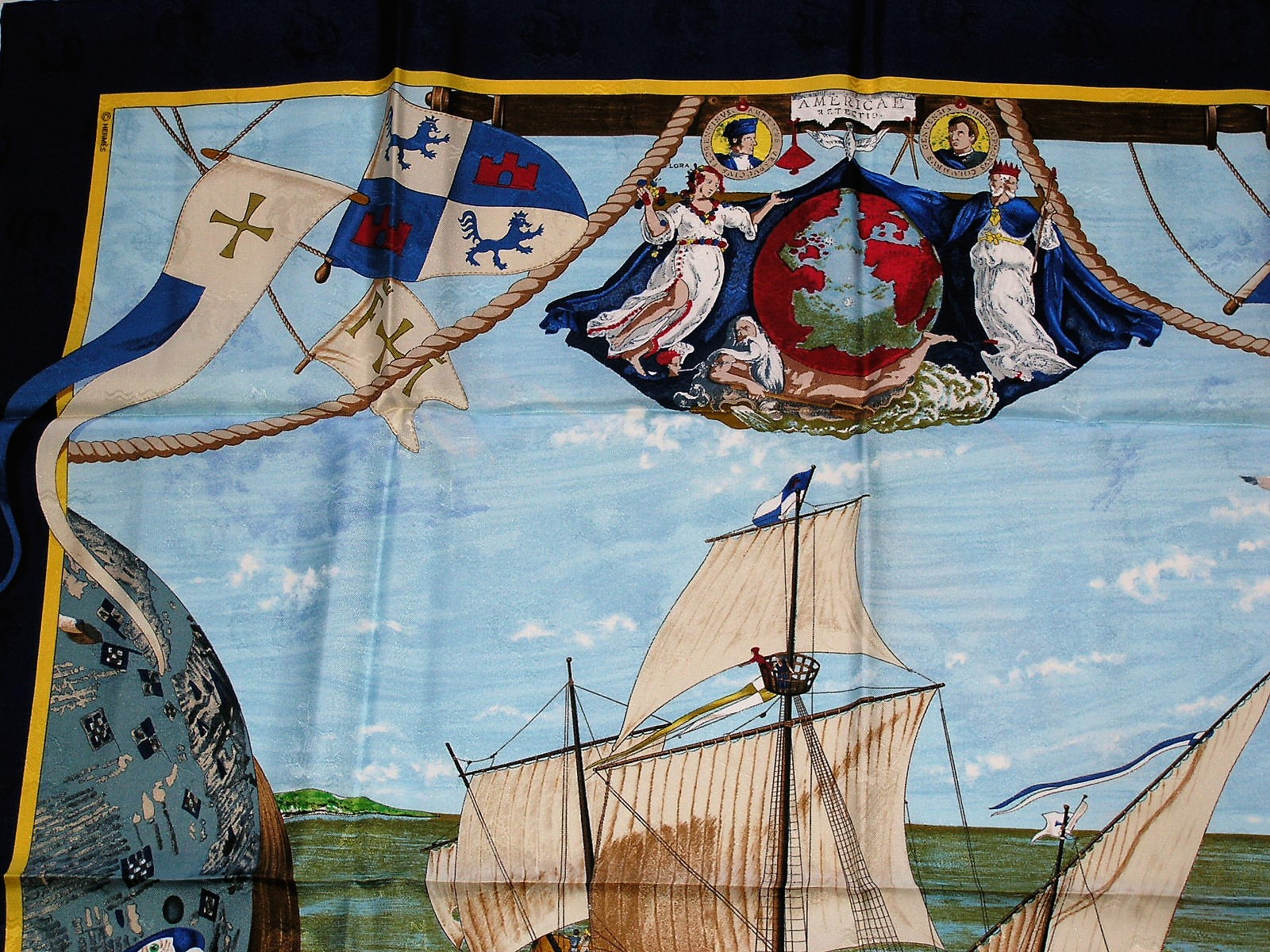 Christophe Colomb decouvre l'Amerique Hermes Jacquard Scarf