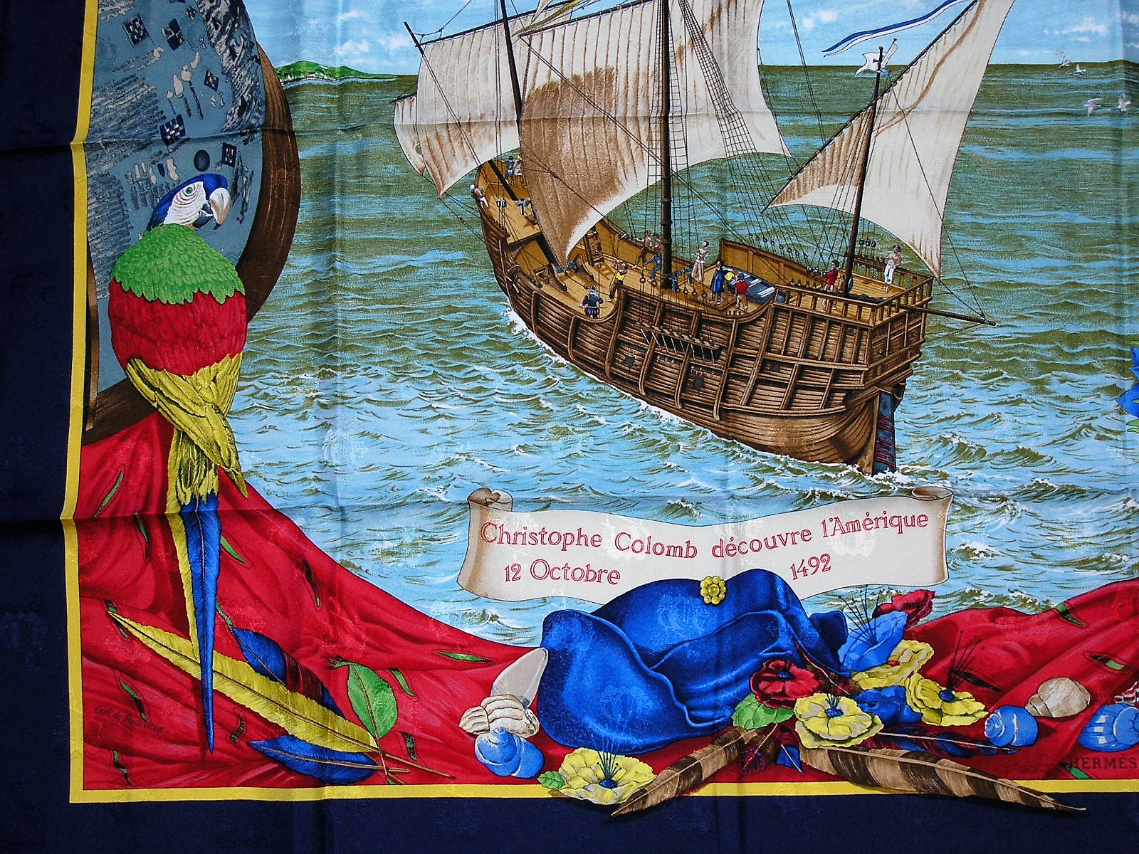 Christophe Colomb decouvre l'Amerique Hermes Jacquard Scarf