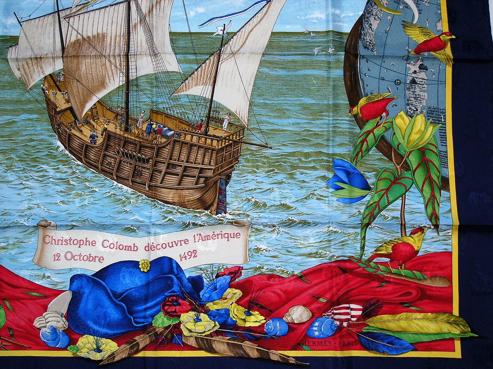 Christophe Colomb decouvre l'Amerique Hermes Jacquard Scarf