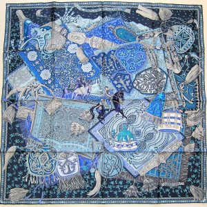 Cavaliers du Caucase Blue Hermes Scarf 2015 Annie Faivre