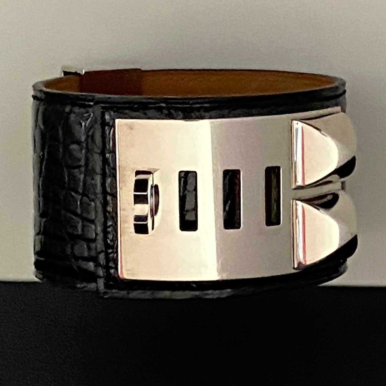 Alligator Black Hermes Collier de Chien CDC PHW