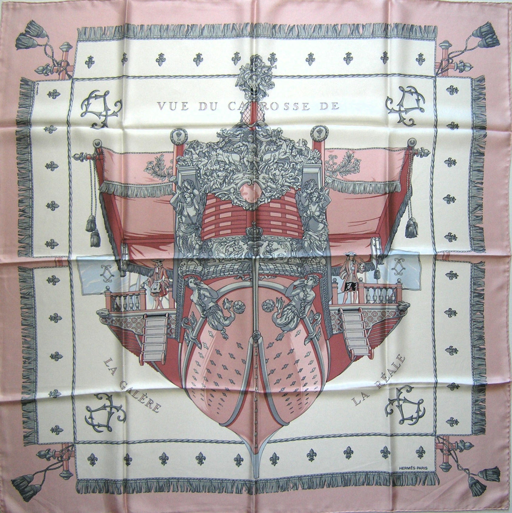 vintage Hermes scarf - Vue du Carrosse de La Galere La Reale Hermes Scarf – 1992 – Hugo Grygkar