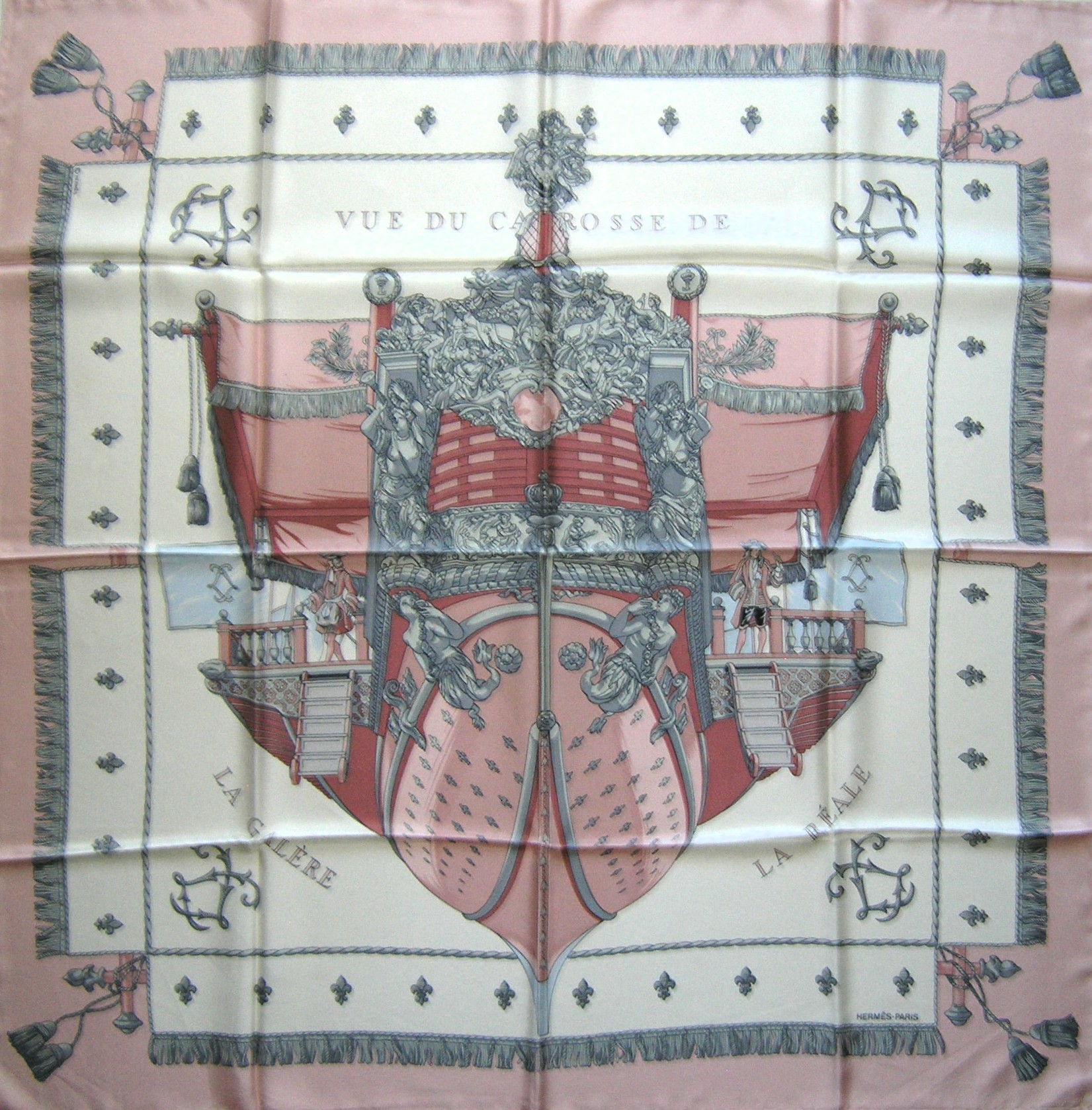 vintage Hermes scarf - Vue du Carrosse de La Galere La Reale Hermes Scarf – 1992 – Hugo Grygkar
