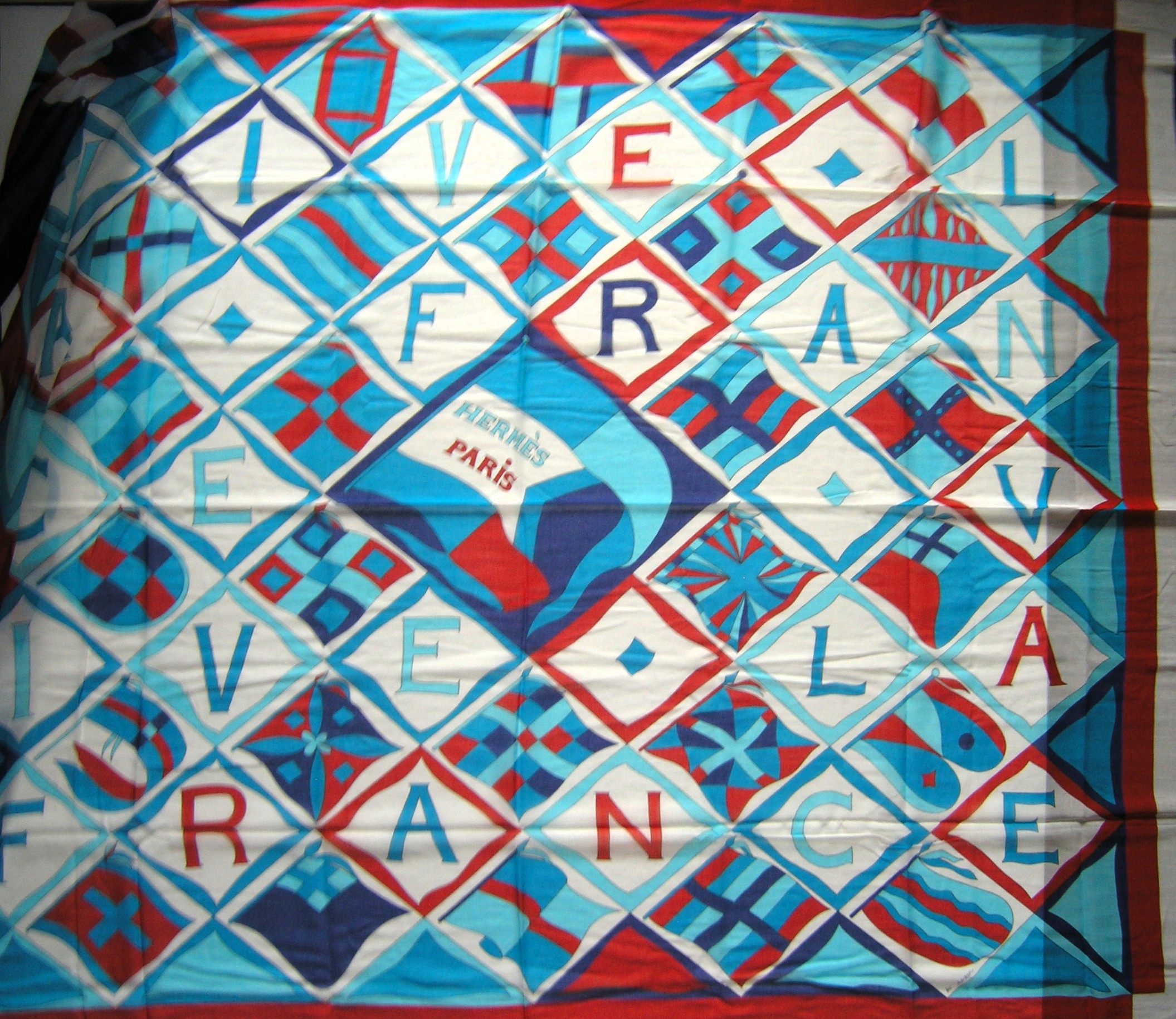 vintage Hermes cotton shawl - Vive La France Hermes Cotton Shawl Blanket